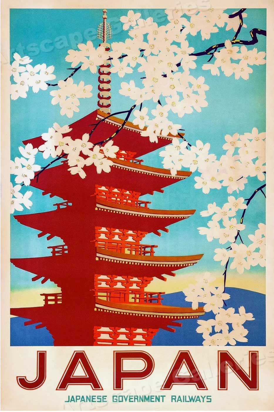 Poster advertising travel to Japan